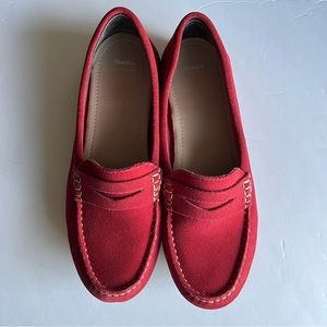 Italian pink fuchsia suede leather loafers size 5.5